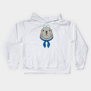 Seal as Sailor with Sailor hat Kids Hoodie